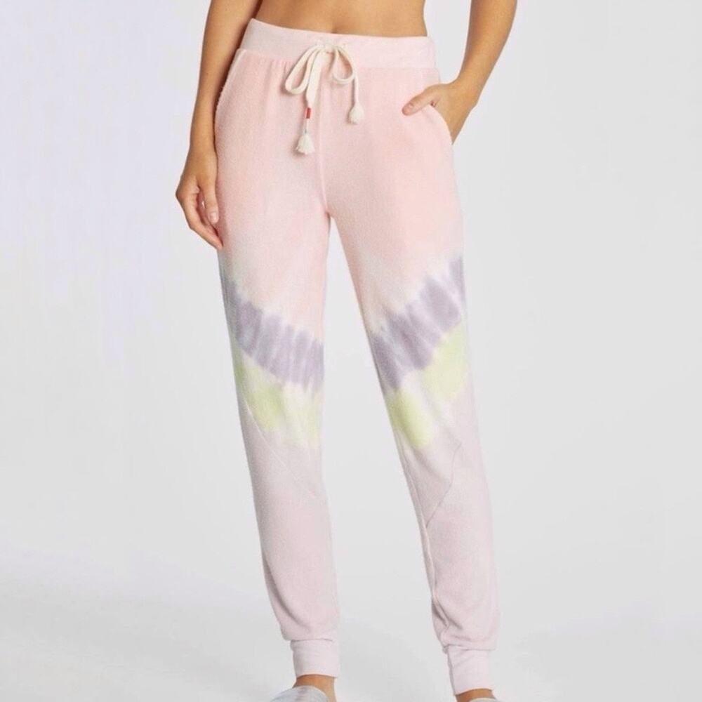 Wildfox Pink Aurora Wash Tie Dye Baggy Beach Joggers Sz L
